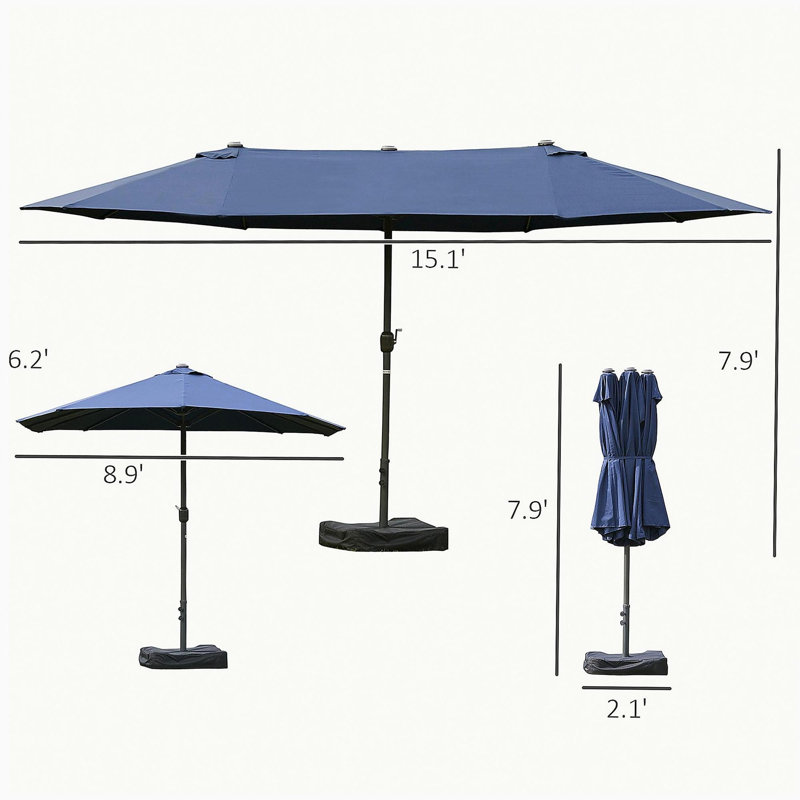 Parasol extérieur rectangulaire en acier de 15 pi Outsunny, Bleu très foncé