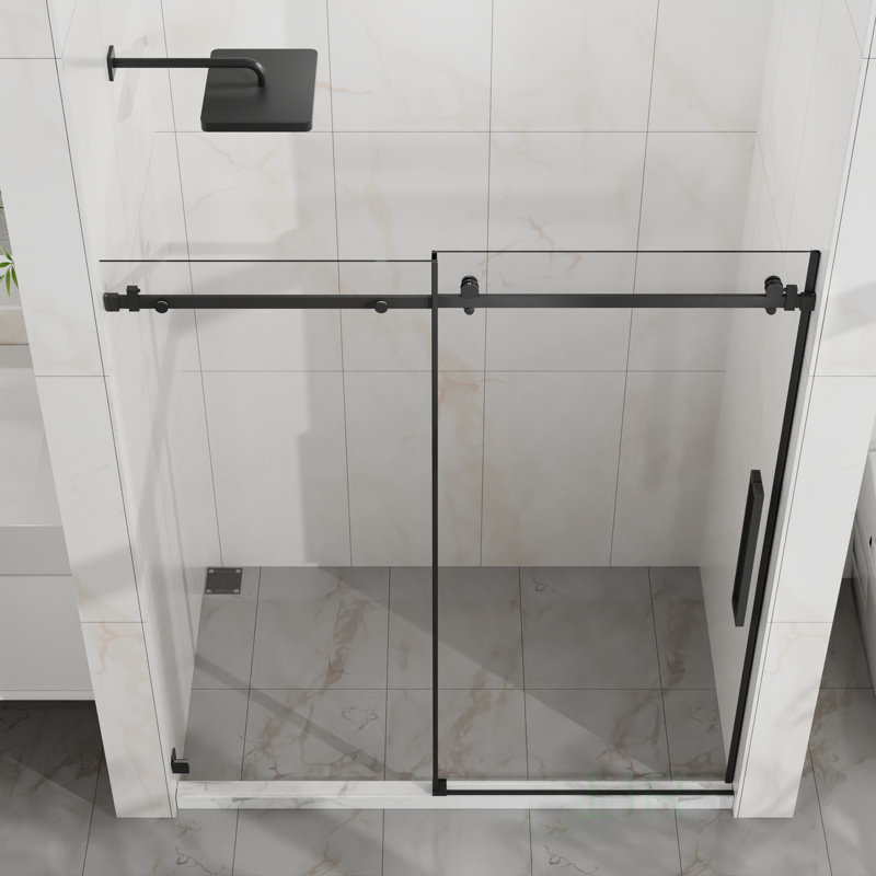 60 W X 72 H Sliding Shower Door, Frameless Clear Tempered Glass With Easy-Clean Coating And Stainless Steel Hardware, Shower Door
