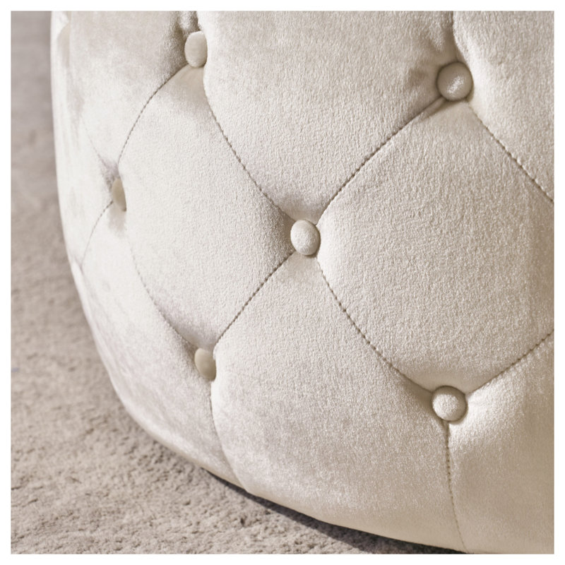Repose-pieds beige avec rangement en velours