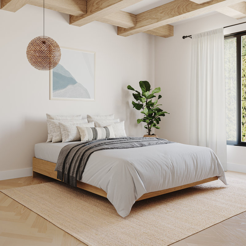 Platform Bed Frame, Beige