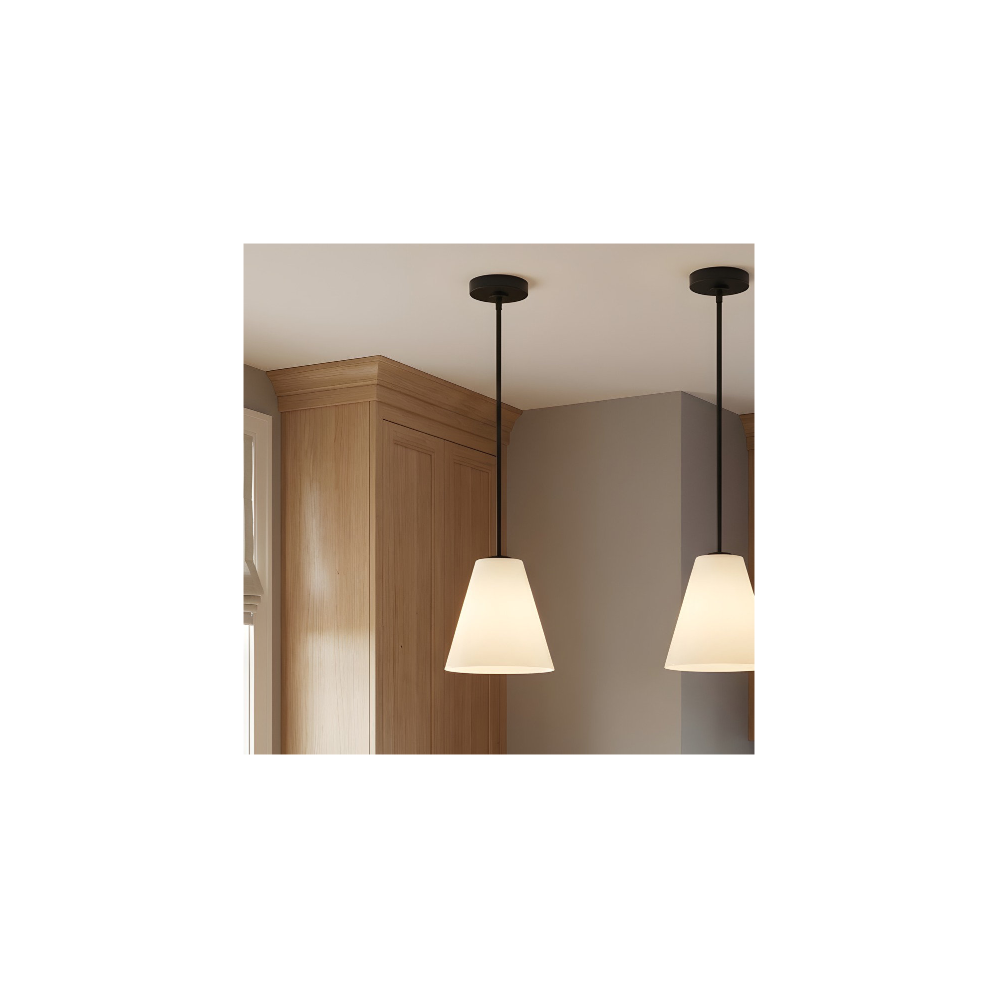 Hayden One Light Pendant, Midnight Black, White