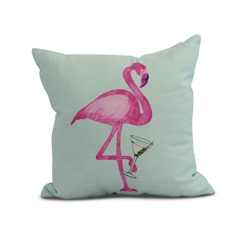 Palm Beach Outdoor Reversible Throw Pillow, Aqua, 16" x 16"