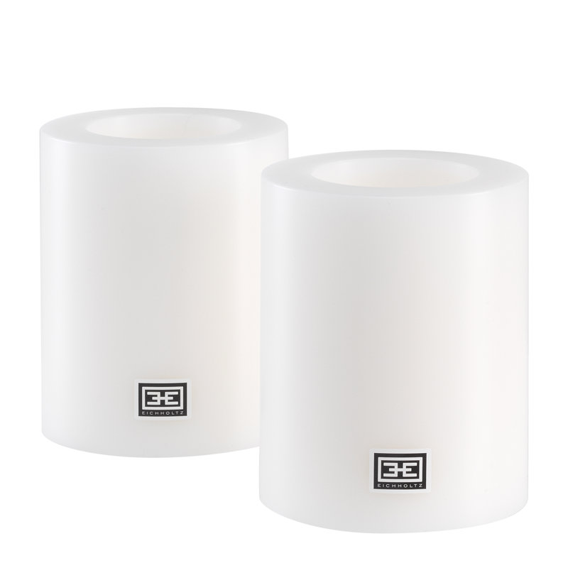 Unscented Flameless Pillar Candle with Polyethylene Holder, 2, 4.72" H x 3.94" W x 3.94" D