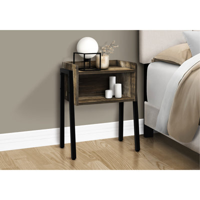 Table d'appoint avec plateau - Stratifié brun et métal, style moderne pour la chambre à coucher ou le salon 2 Poids en bois récupéré de 15,26 lb