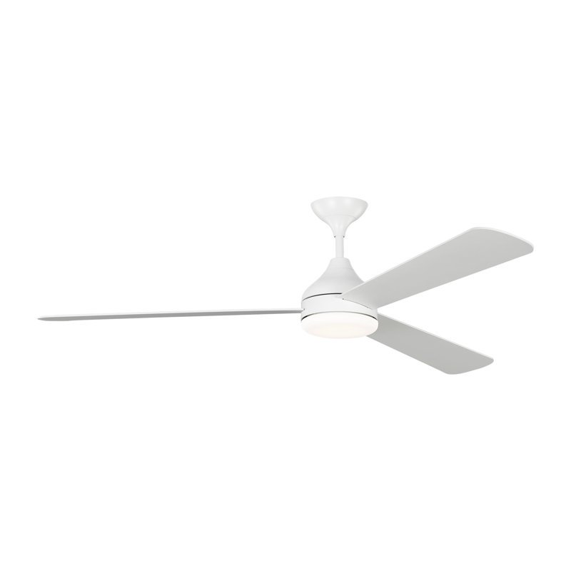 Smart LED Ceiling Fan, Matte White with White Blades, 52 inches