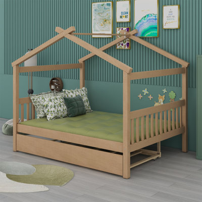 Lit en bois avec couchette