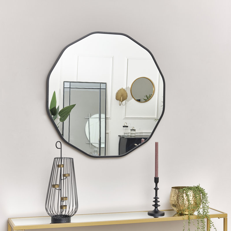 Abbielouise Metal Flat Wall Mirror, Black