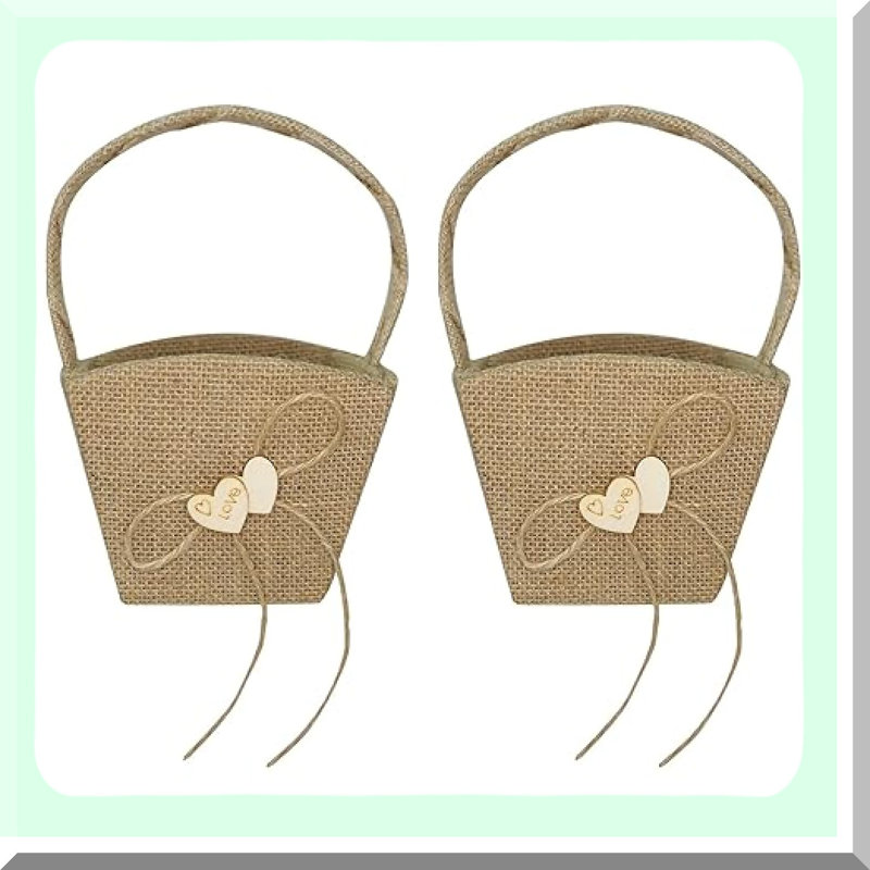 Rustic Burlap Flower Girl Basket for Weddings