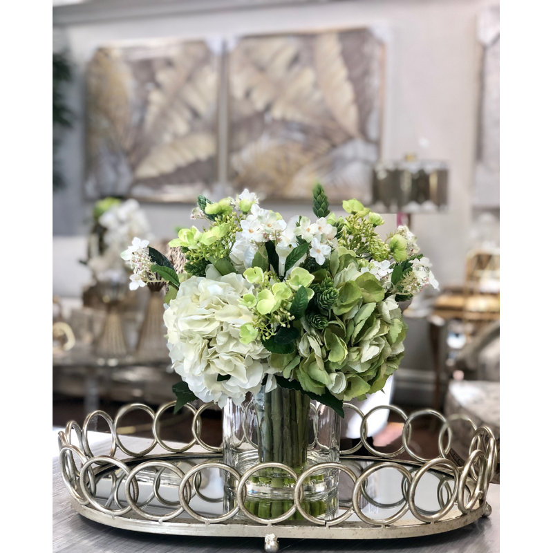 Green and White Hydrangea Arrangement