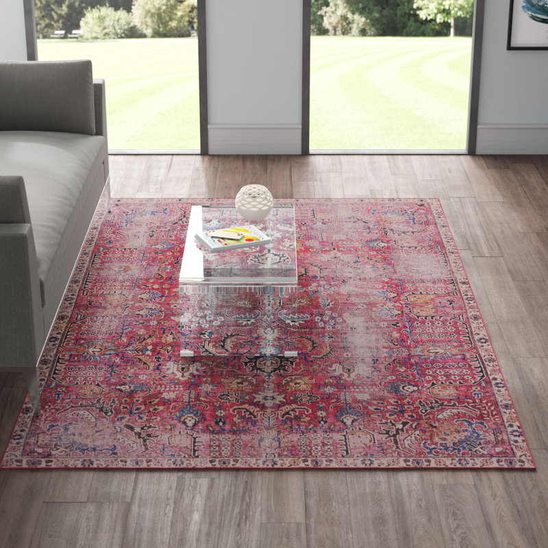 Adon Oriental Red/Beige/Black Area Rug, Rectangle 9' x 12'