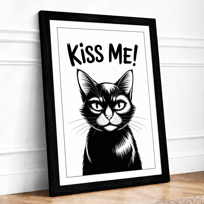 Kiss Me Cat Modern - Print, Black, A3 - 42.0 x 29.7 cm