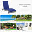 Chaise longue en rotin pour l'extérieur Outsunny, dossier réglable à 5 niveaux, roues pour un déplacement facile, bleu foncé