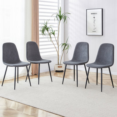 Set of 4 Modern Sturdy Dining Chairs with Metal Legs