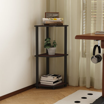 3-Tier 30" Wooden Round Corner Shelf for Living Room, Office