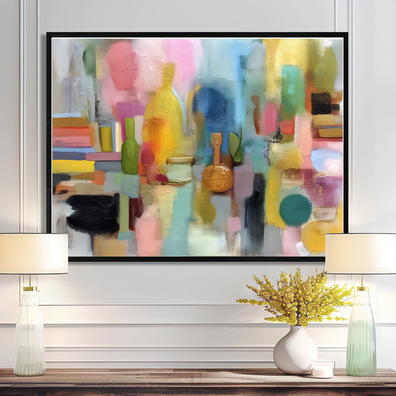 Reproduction d'art sur toile rose, Noir, H 12 po x l 20 po, Cadre flottant