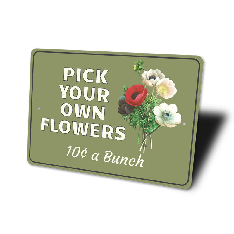 Plaque en aluminium «Pick Flowers», H 18 po x l 12 po x P 0,06 po