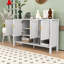 Buffet de rangement à 4 portes, tablettes réglables, tablette ouverte et crochets à double face-1873302022