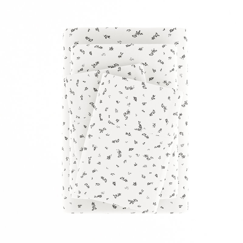 Twin Light Blue Floral Microfiber Deep Pocket Sheet Set