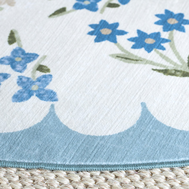 Msrw 198 Performance Machine Washable Floral Rug, Round 6'