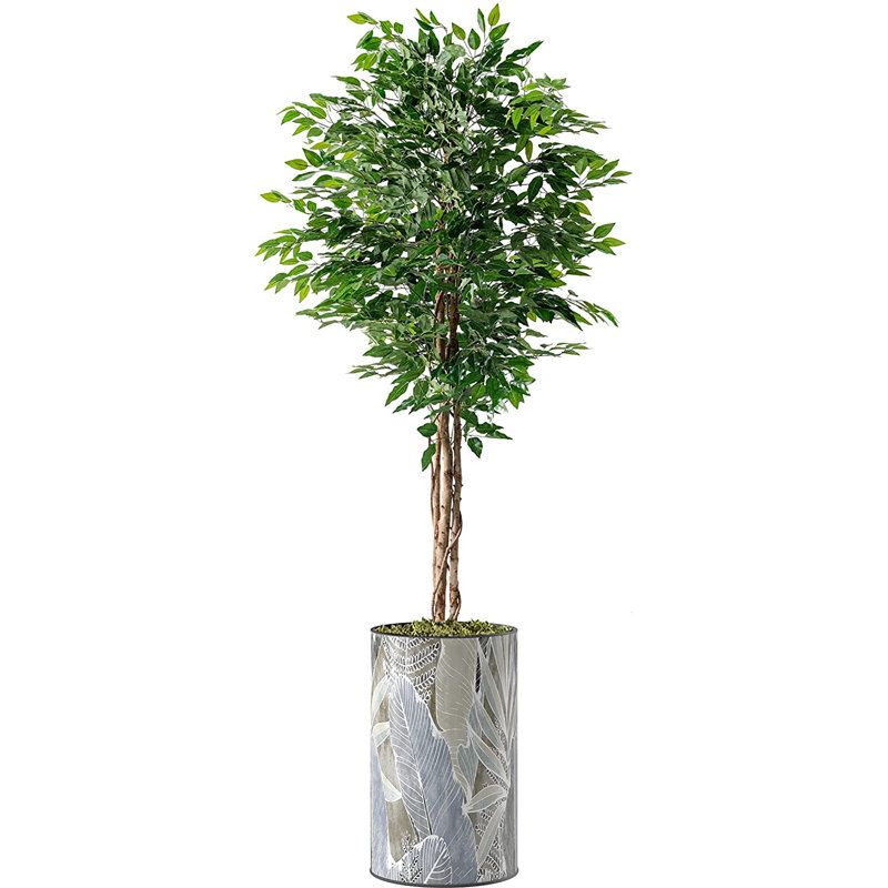 Arbre artificiel dans un pot de fleurs moderne, faux arbre en soie ficus (décoration en pot et arbre)