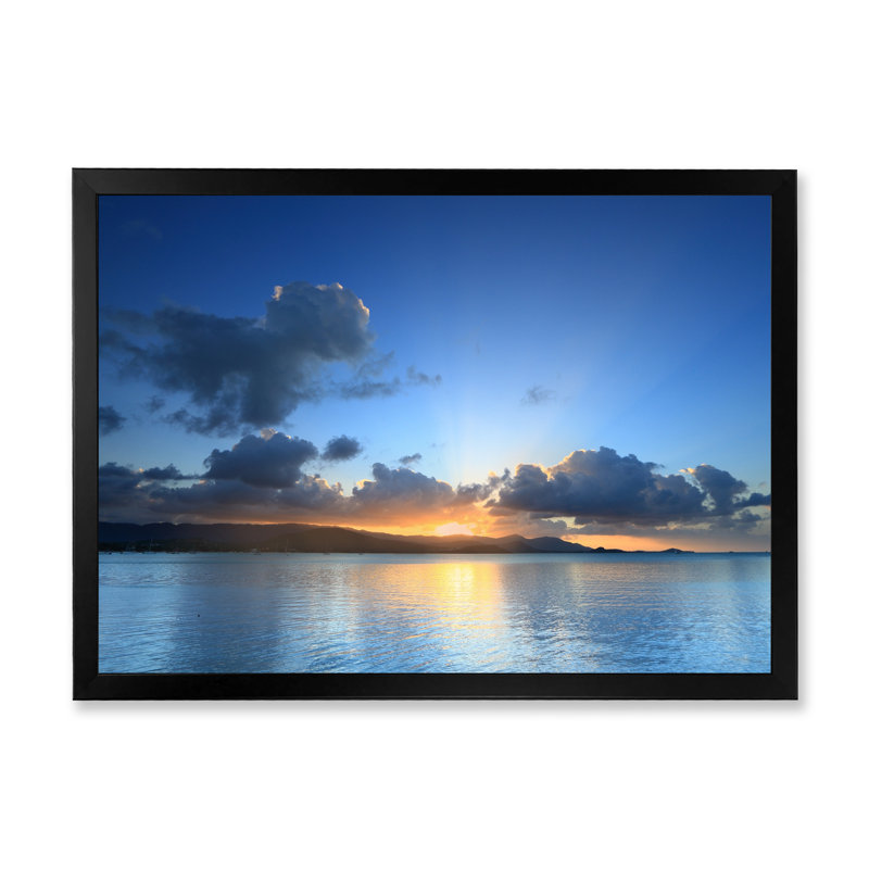 «Panoramic Dramatic Tropical Sunset Sky», reproduction sur toile, Cadre d'angle fermé noir, H 8 po x l 12 po x P 1 po