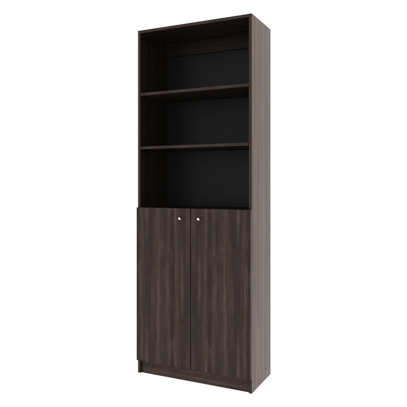 Bibliothèque en noyer teint avec remplissage et 5 tablettes pour une solution d'organisation à la maison