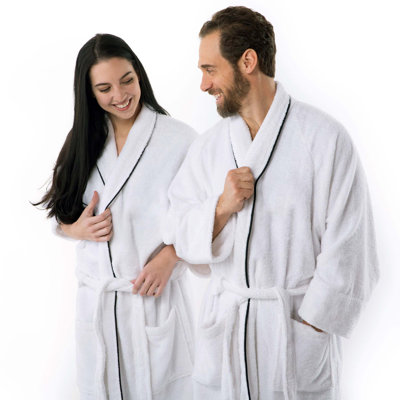West Oak Lane Monogrammed 100% Certified Egyptian Cotton Terry Cloth Unisex Mid-Calf Bathrobe with Pockets