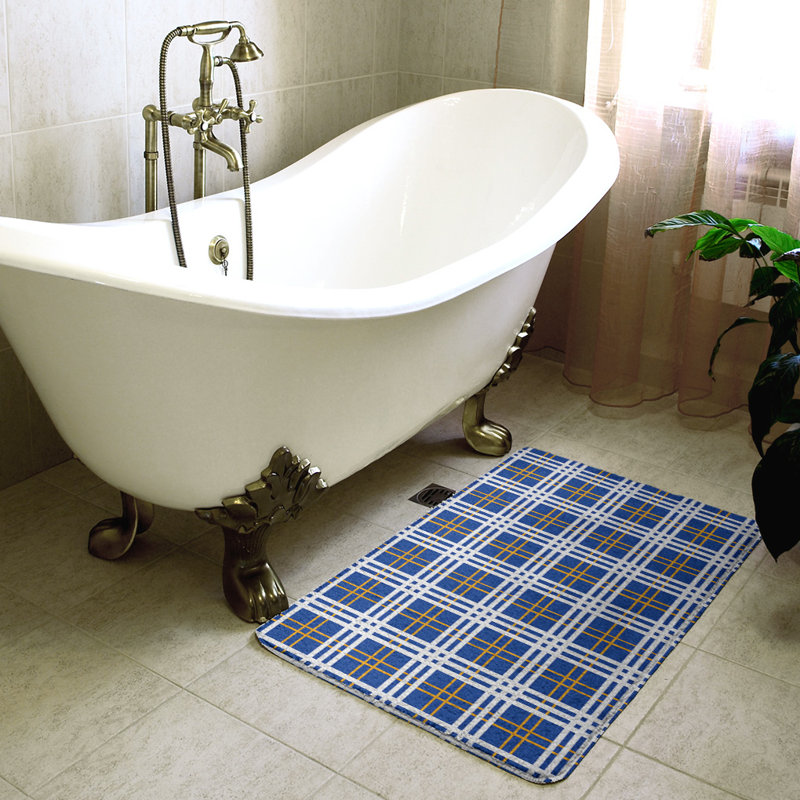 Tapis de bain LA, l 21 po x L 34 po, Bleu/blanc