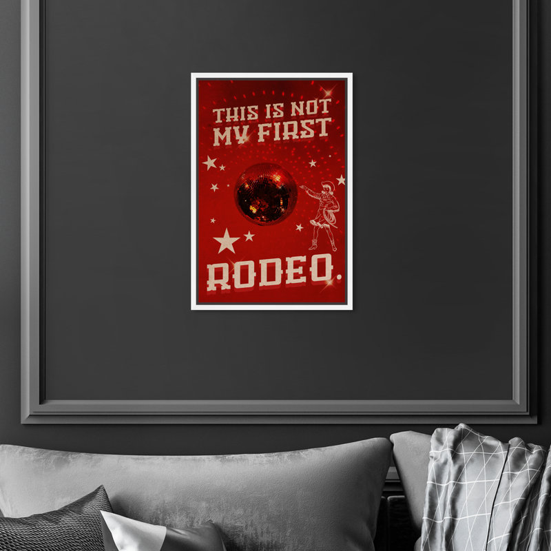 Not My First Rodeo - Impression sur toile, H 15 po x l 10 po, Toile avec cadre blanc, Noir