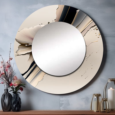 «Payam Beige Orchid Flowers Hyperrealistic IV» - miroir mural décoratif orchidée