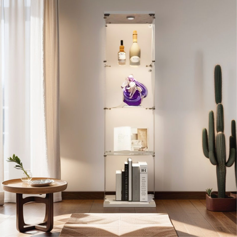 Armoire en verre blanc avec une porte - amplement d'espace pour exposer des objets décoratifs sur 4 tablettes