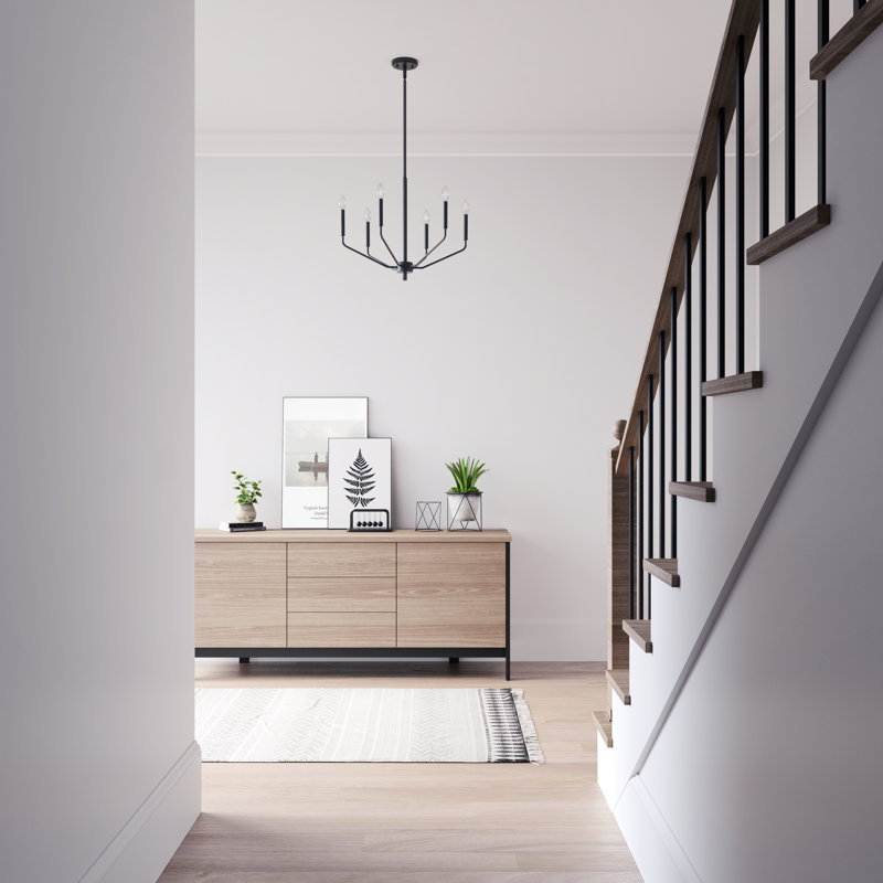6 lumières 24 po Lustre noir mat
