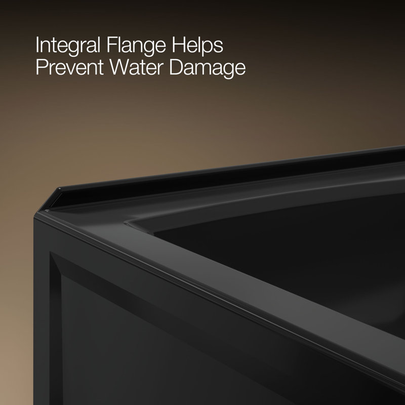 Archer 60" x 32" Alcove/Tile Soaking Bathtub, Black, Right