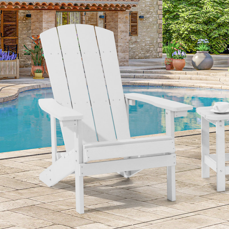 Bernhardine Hips Weather Resistant Adirondack Chair, Blanc