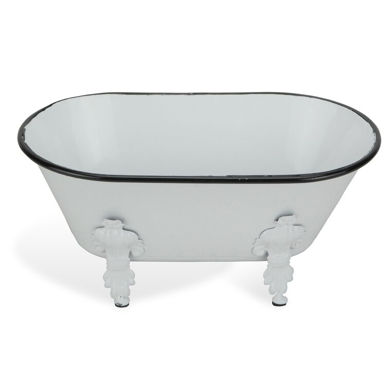 Cheungs White Metal Mini Bathtub Decor With Hand Crafted Design 