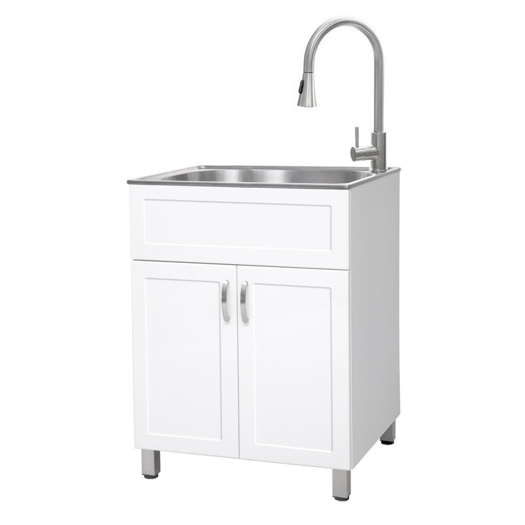 All-In-One 24.1" L x 21.3" W Free Standing Laundry Sink with Faucet