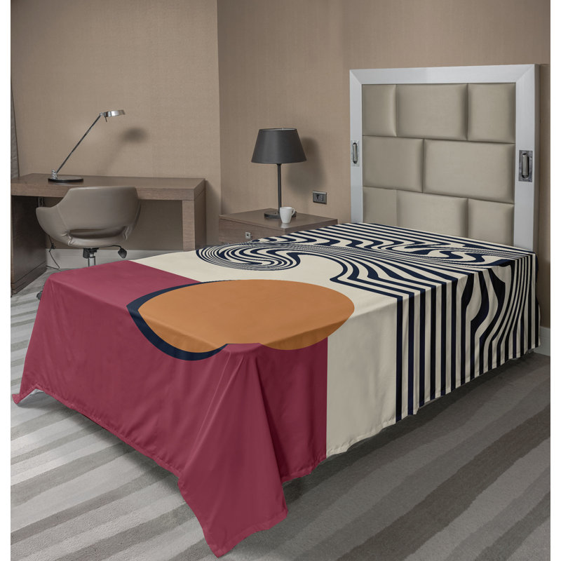 Drap plat moderne de style bohème Ambesonne, Drap plat pour lit simple TG, Champagne/Pale Vermilion Abstract