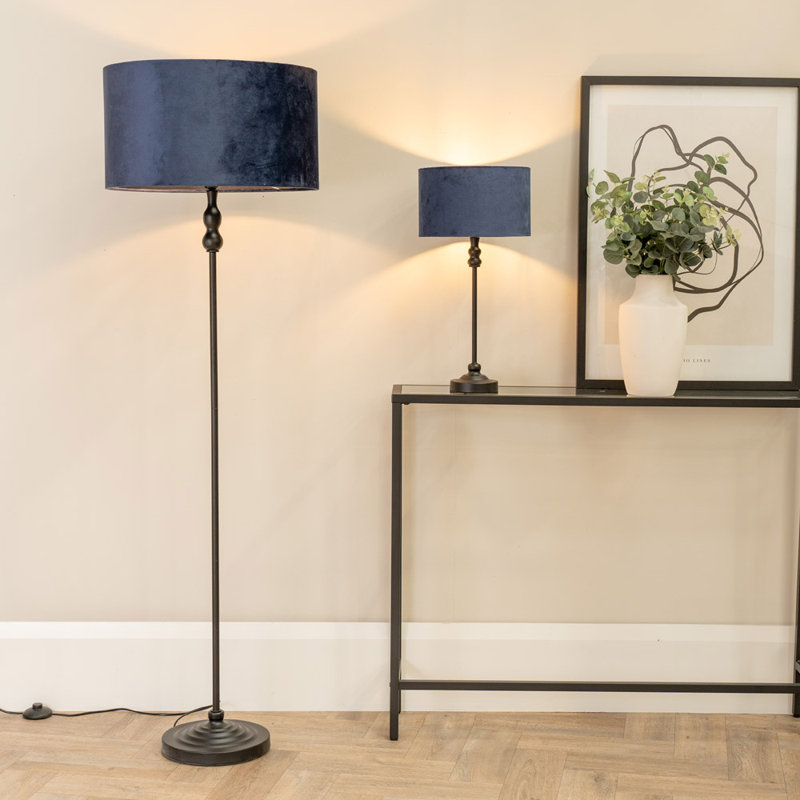 Reselva Metal Table Lamp, Black Base/Navy Blue Shade