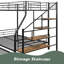 Lit superposé simple au-dessus de double avec lit gigogne et escalier de rangement-610477077