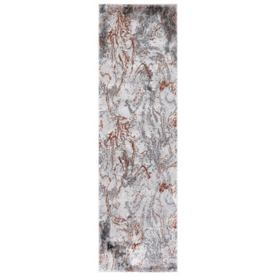 Tapis abstrait gris / orange Leonidha