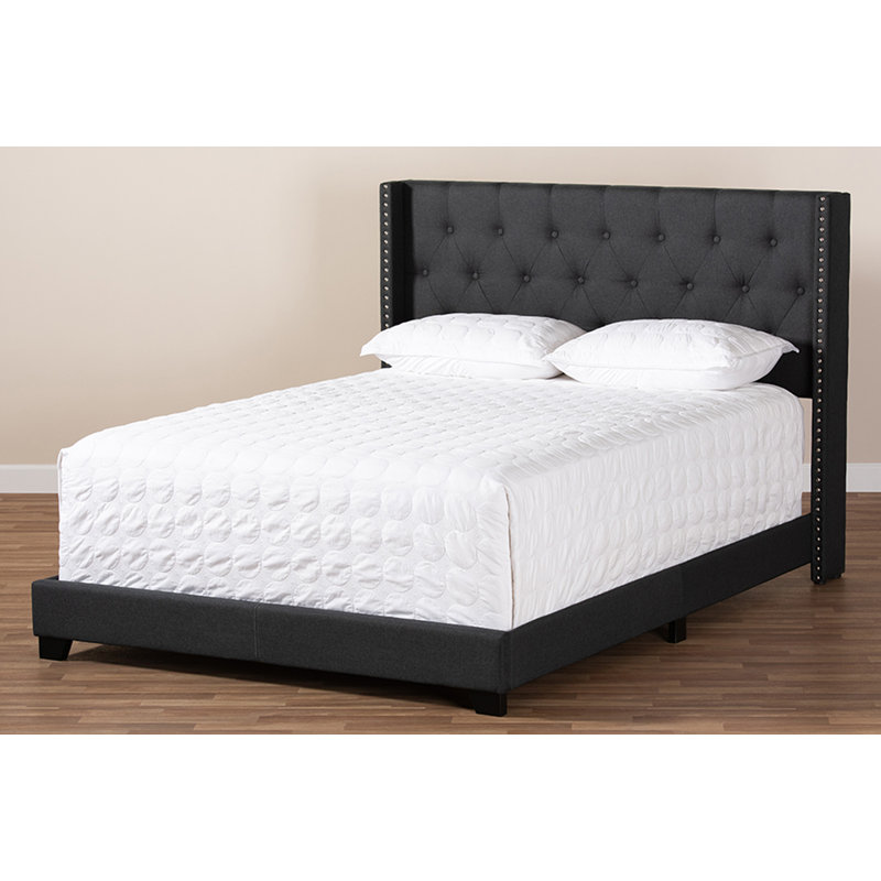 Upholstered Standard Bed, Queen, Charcoal Gray
