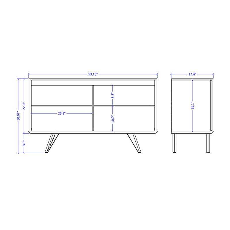 Tudor 53.15 Sideboard With 4 Shelves In Maple Cream, White