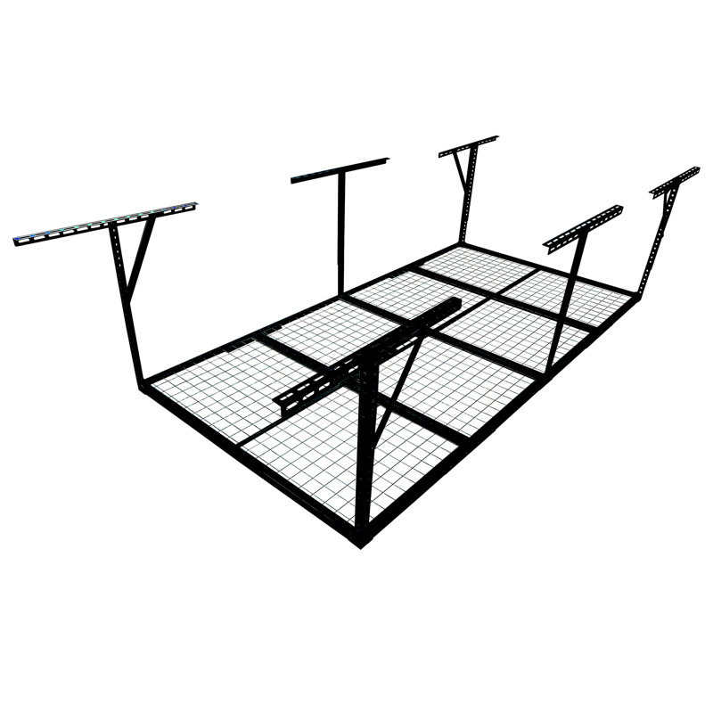 Support de rangement pour garage 4 x 8 pi, capacité de 600 lb, abattant réglable de 22 po à 40 po, noir, pour ranger des articles saisonniers, acier robuste pour espace de rangement, réglable, solution verticale, convient pour