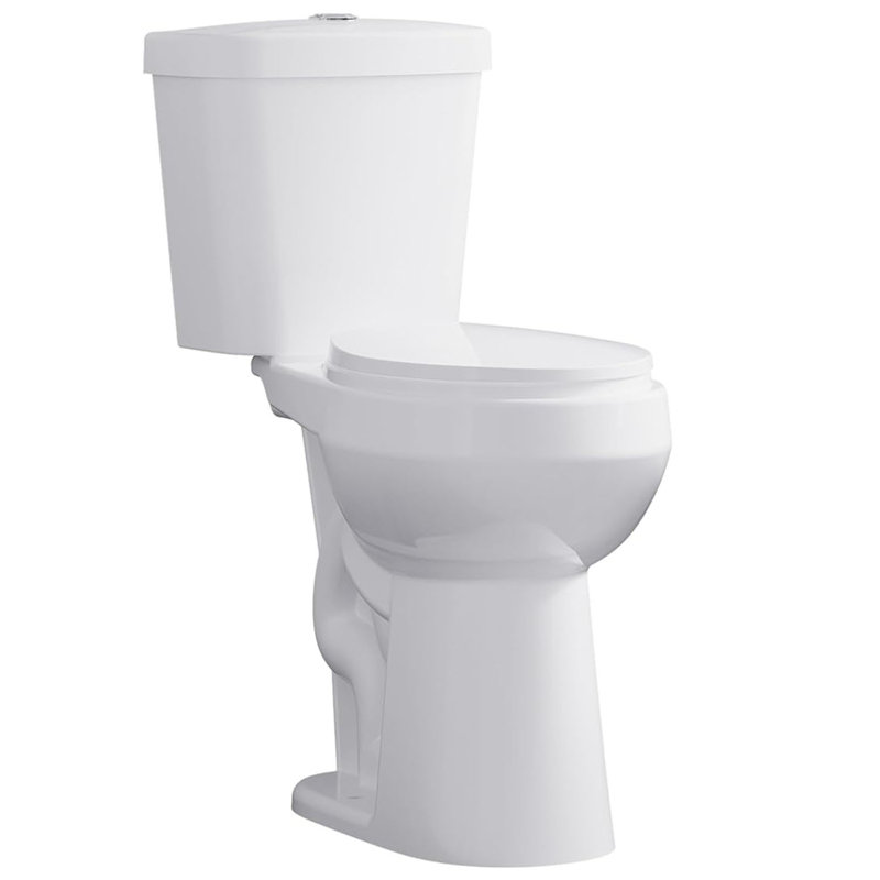 Two Piece Toilet 21 inch Chair Height Round Bowl, Top Dual Push, High Seat Toilet for Elderly, Compact Bathroom Toilet with Soft-Close Seat White
