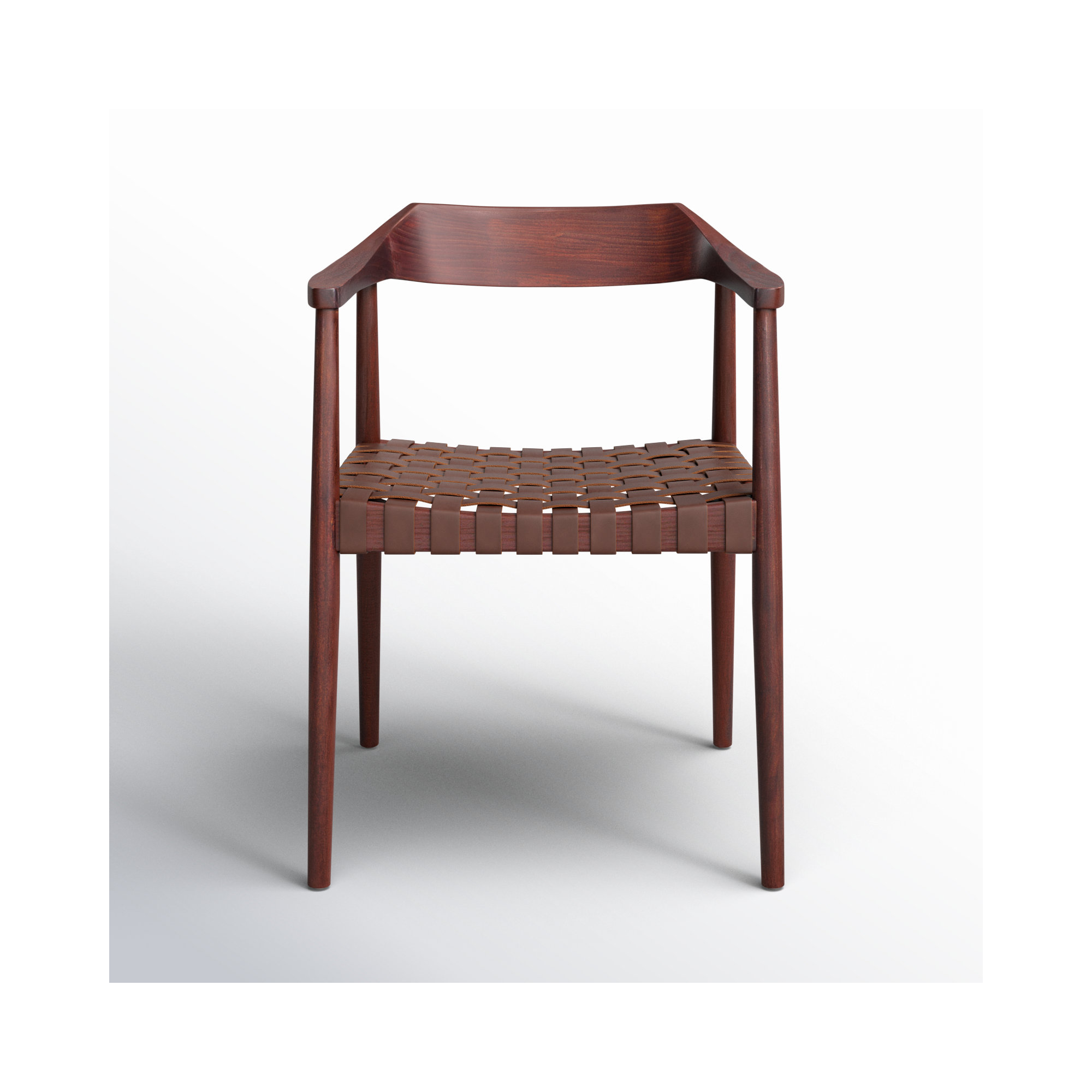 Noreen Accent Chair, Cognac Genuine Leather, Walnut