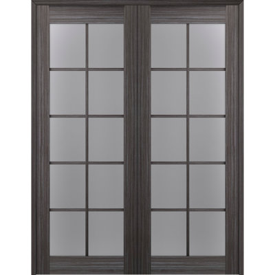 Palladio Active 10-Lite Frosted Glass Wood Composite Double Prehung French Door