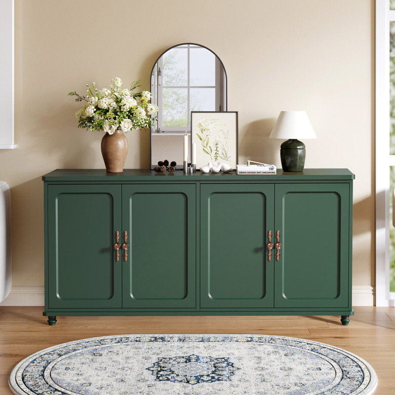 Gurbachan 60-In Vintage Four-Door Cabinet, Green