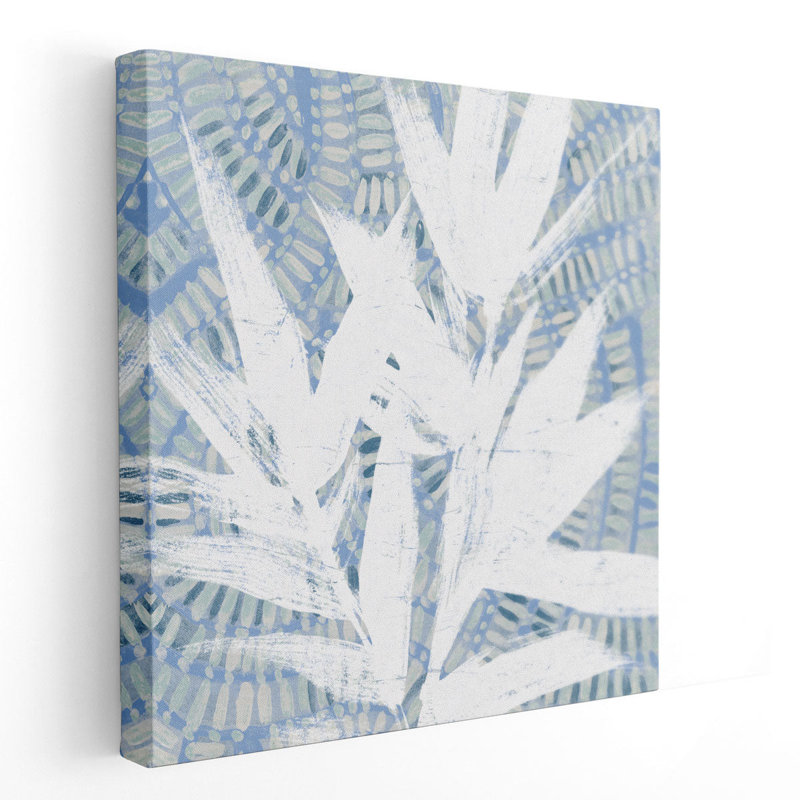 «Blue Beach Rattan II», reproduction d'art sur toile, H 12 po x l 12 po