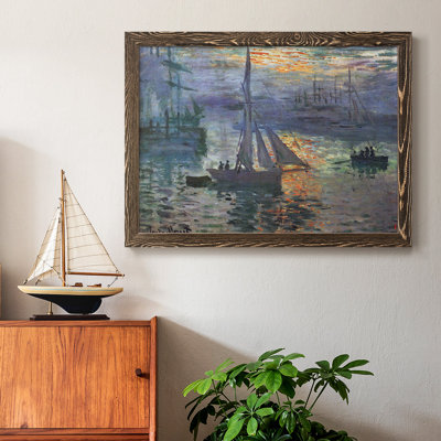 «Sunrise at Sea» par Monet - Toile tendue avec châssis rustique