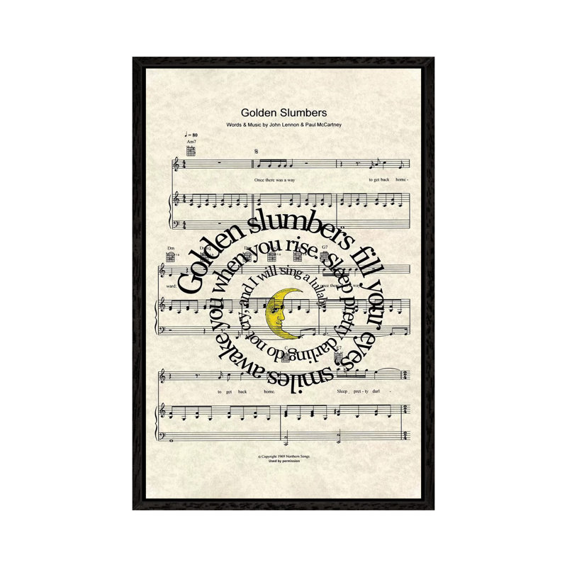 Golden Slumbers - Yellow Moon 1 Piece Wall Art on Canvas, 101.6 cm H x 66.04 cm W, Black Framed